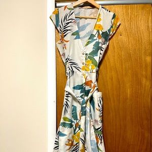 Tropical Print Flowy A line Dress